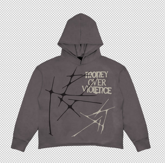 MONEY OVER VIOLENCE CROPPED HOODIE