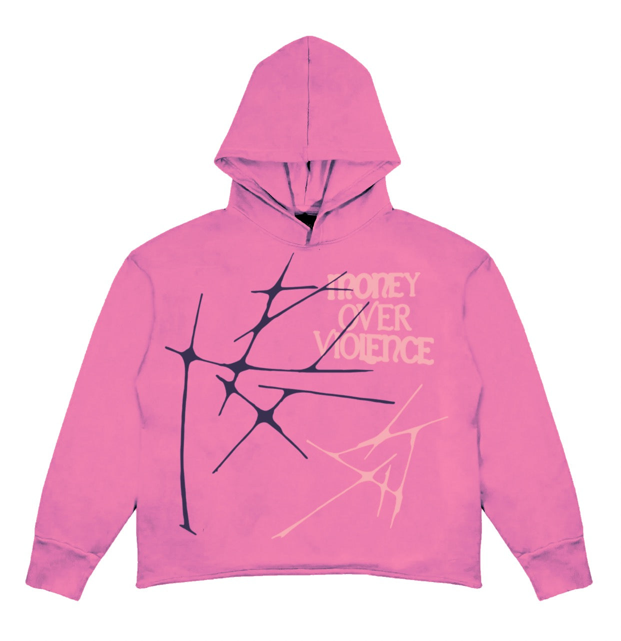 MONEY OVER VIOLENCE CROPPED HOODIE