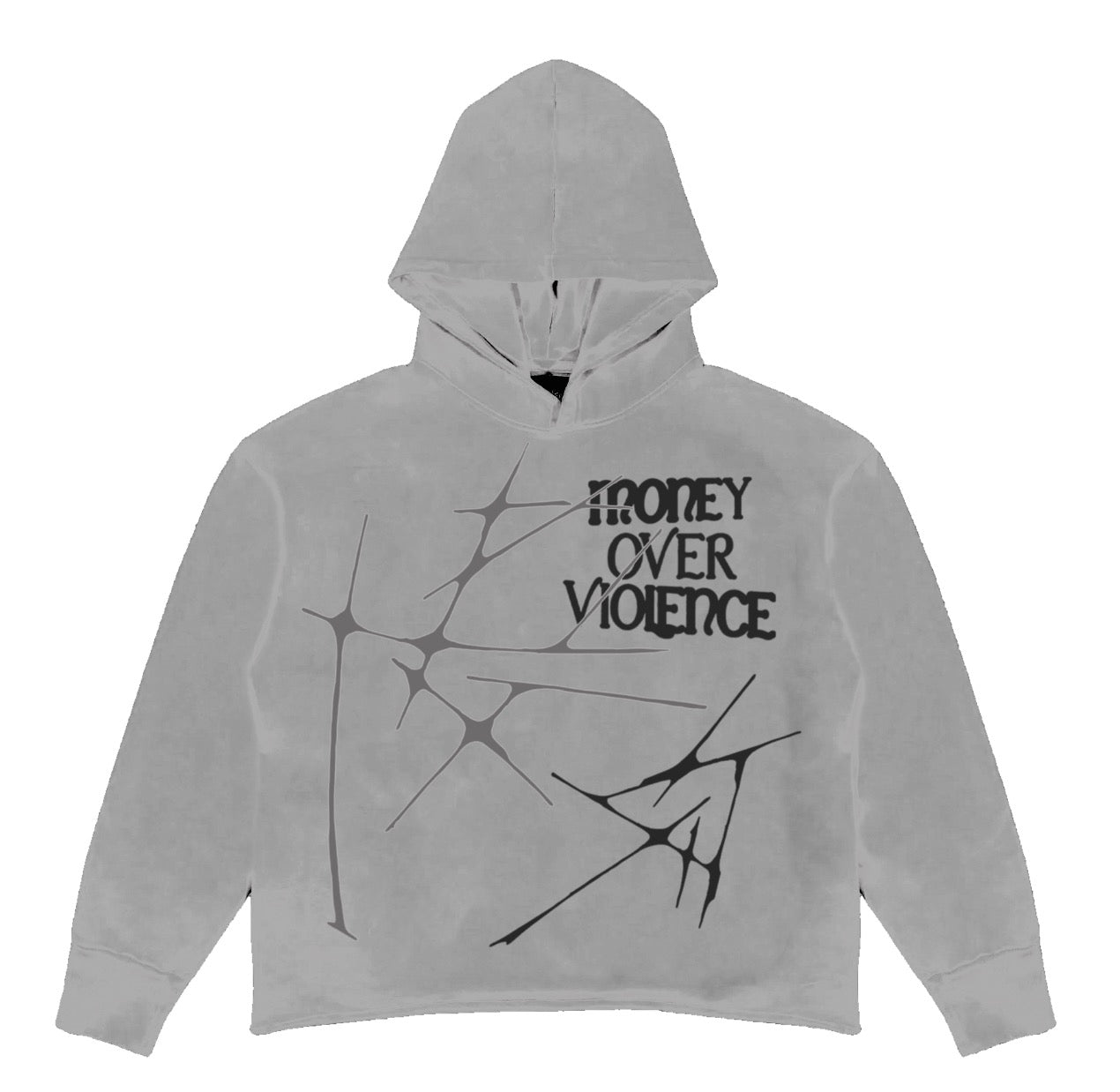 MONEY OVER VIOLENCE CROPPED HOODIE